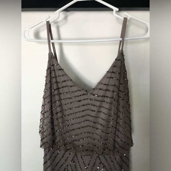 Gray beaded floor-length dress, Caché, size 6 women’s - Picture 2 of 6